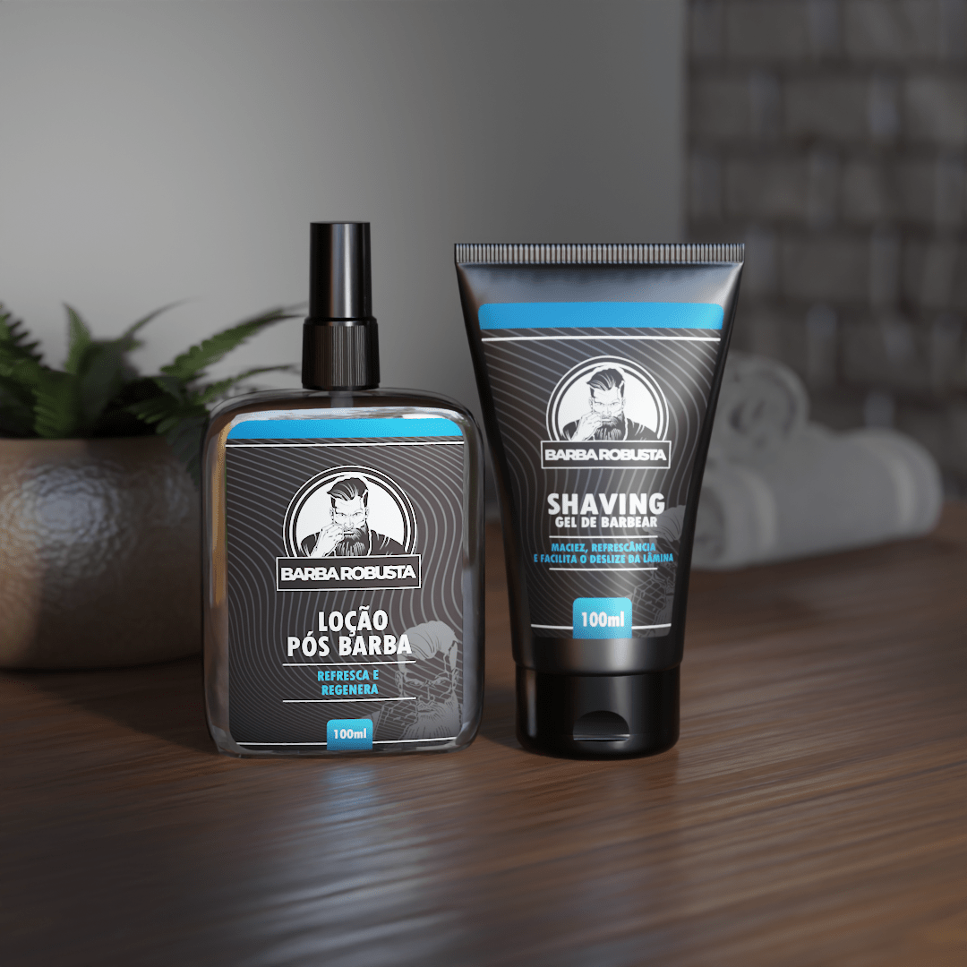 Kit Barbear 2 (1 Gel de Barbear + 1 Loção Pós - Barba) - Barba Robusta