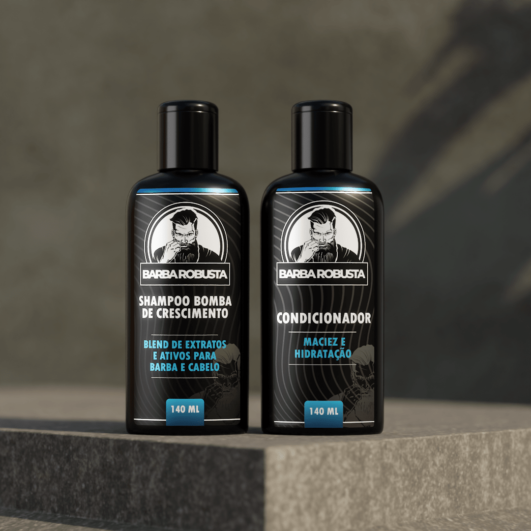Kit Inicia Barba Robusta - Combo para cuidar da barba (1 Shampoo e Condicionador) - Barba Robusta