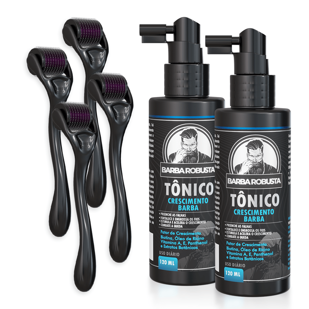 Kit Pro - 4 meses de tratamento (Tônico + Dermaroller) - Barba Robusta