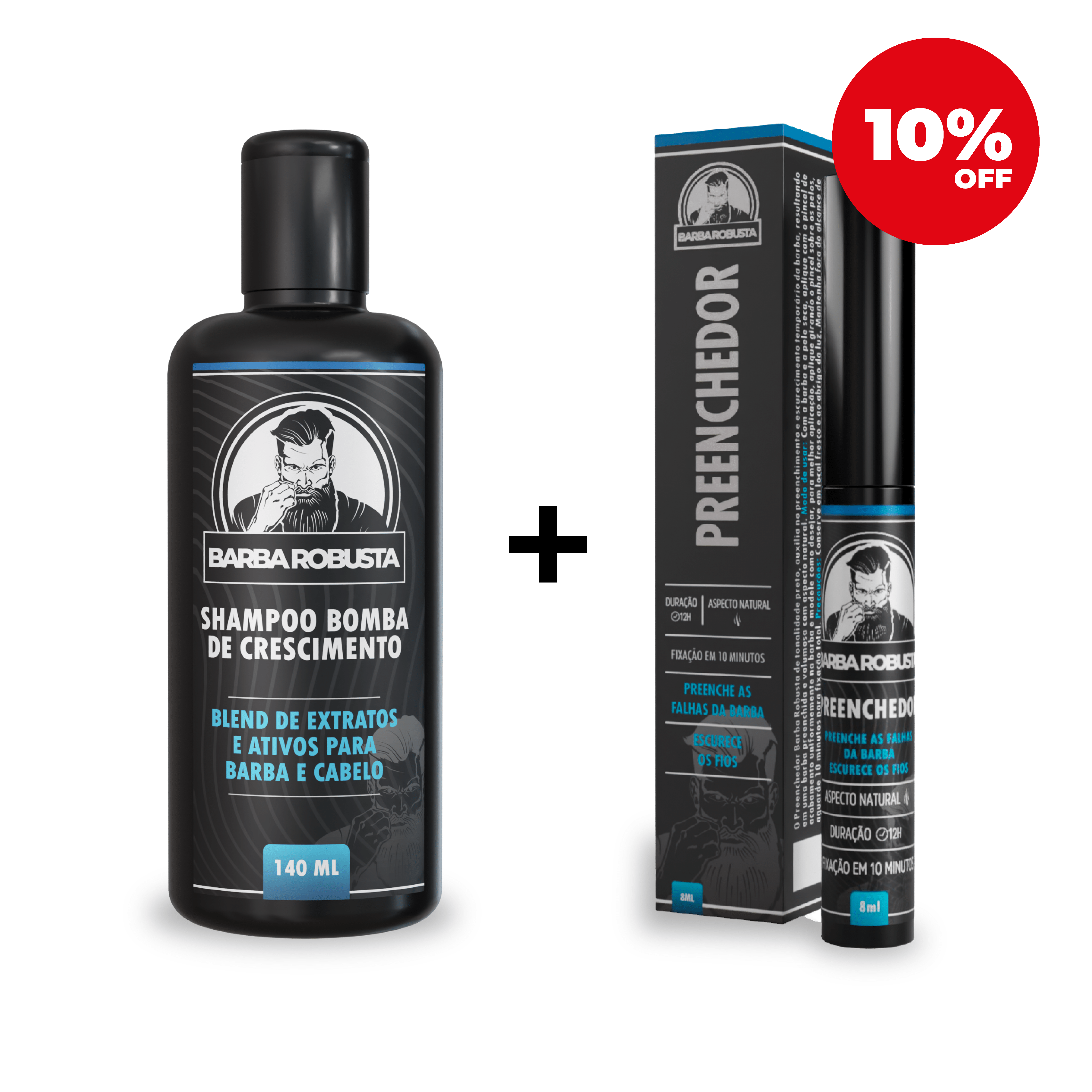 Kit 1 Preenchedor + 1 Shampoo - Barba Robusta - Barba Robusta