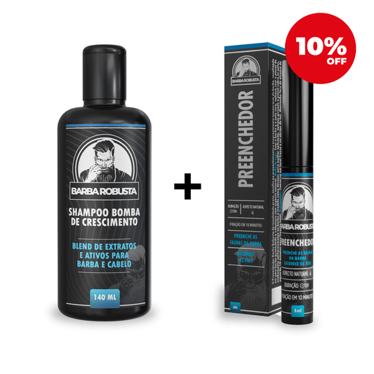 Kit 1 Preenchedor + 1 Shampoo - Barba Robusta - Barba Robusta