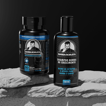 Kit Booster 3 - Combo acelerador (Multivitamínico + Shampoo) - Barba Robusta