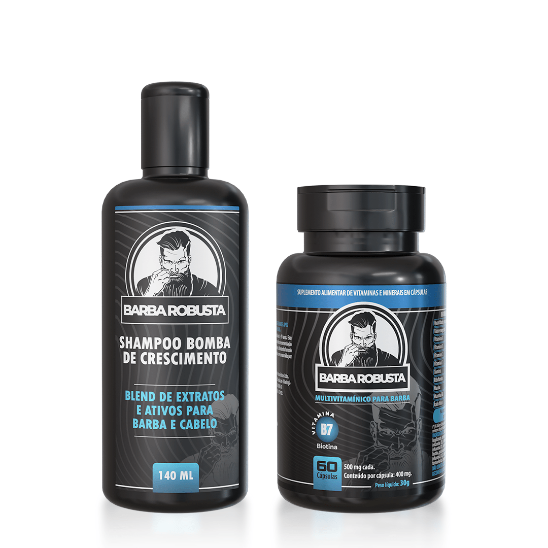 Kit Booster 3 - Combo acelerador (Multivitamínico + Shampoo) - Barba Robusta