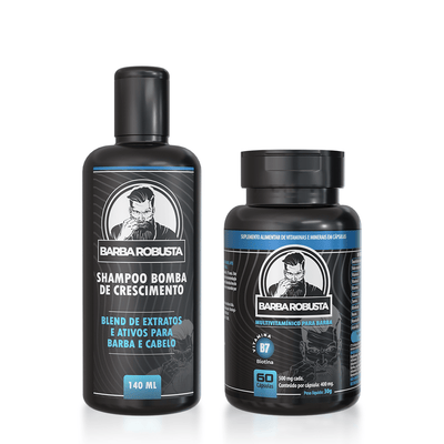 Kit Booster 3 - Combo acelerador (Multivitamínico + Shampoo) - Barba Robusta