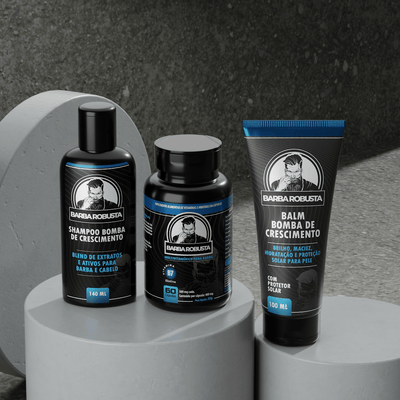 Kit Booster 4 - Combo acelerador (Shampoo + Balm + Multivitamínico) - Barba Robusta