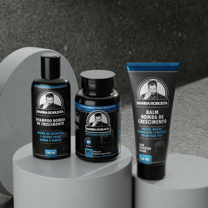 Kit Booster 4 - Combo acelerador (Shampoo + Balm + Multivitamínico) - Barba Robusta