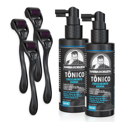 Kit Pro - 4 meses de tratamento (Tônico + Dermaroller) - Barba Robusta